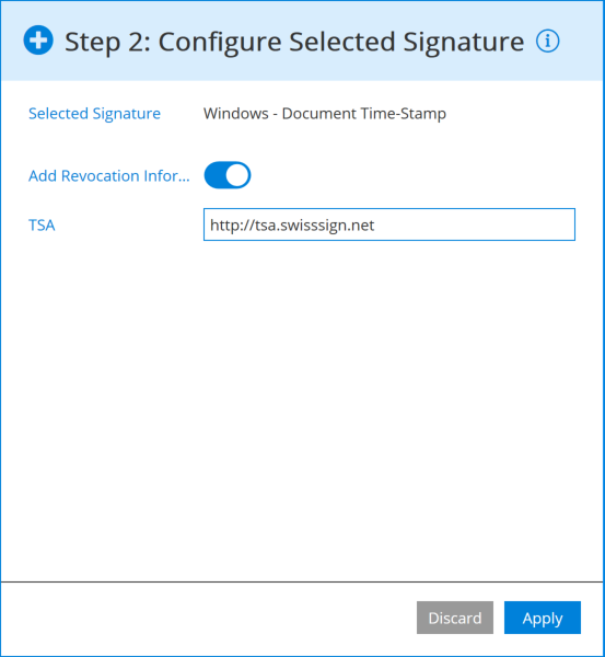 Windows signature configuration of PADES-B-T