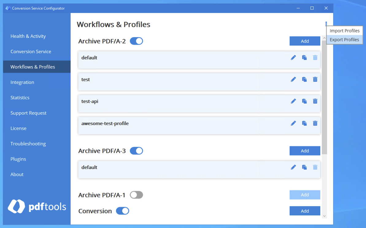 Screenshot of the Stamping layout configuration.